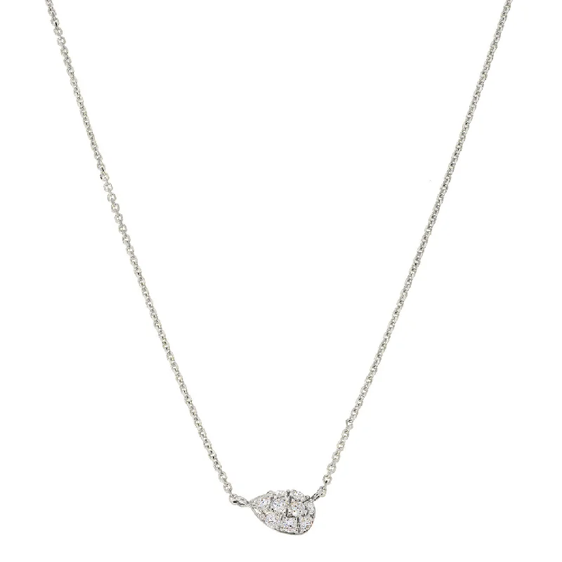 Classic Layered Necklace-Courtney Necklace Silver White Diamonds