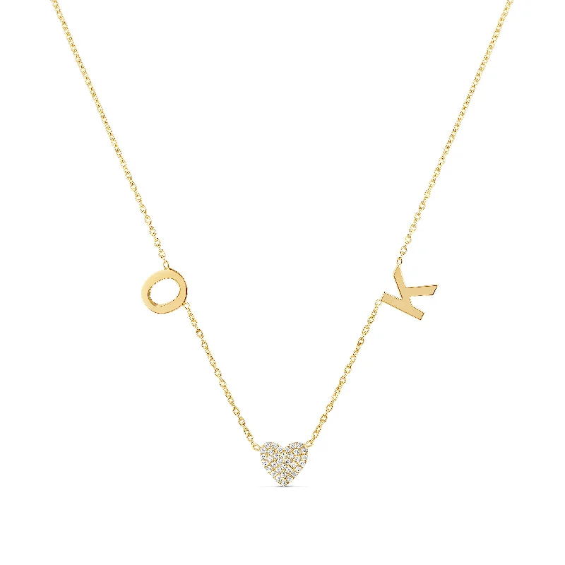 Gorgeous Pearl Necklace-Pave Heart Couples Multiple Initials Necklace