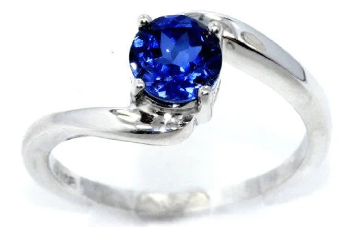 Unique Wedding Ring Set for Men-1 Ct Created Blue Sapphire Round Ring .925 Sterling Silver Rhodium Finish