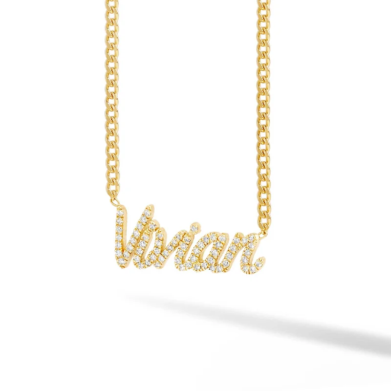 Long Beaded Necklace-Custom Diamond Name Cuban Link Necklace