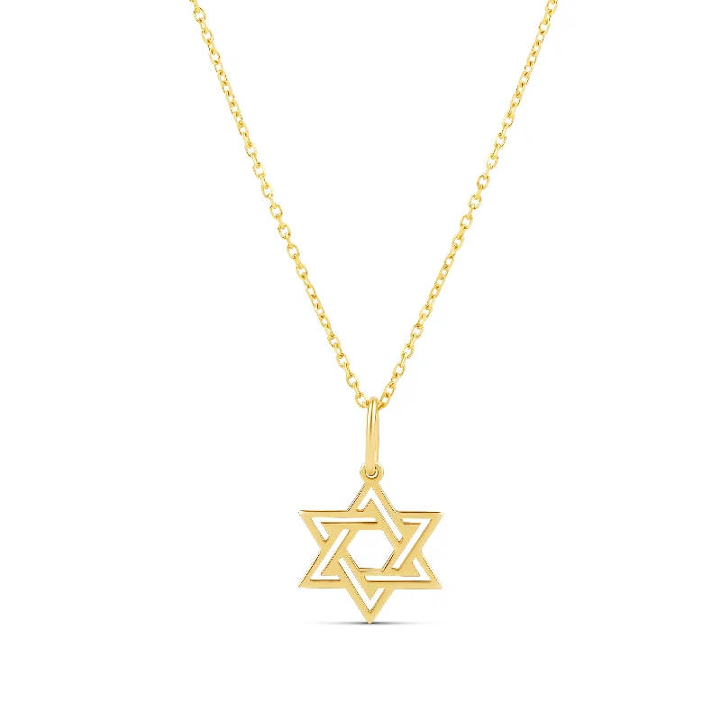 Classic Pearl Necklace-Solid Danity Star of David