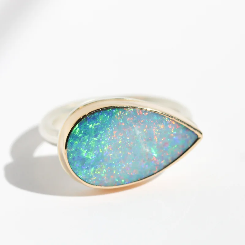 Personalized Diamond Engagement Ring-Australian Opal Ring