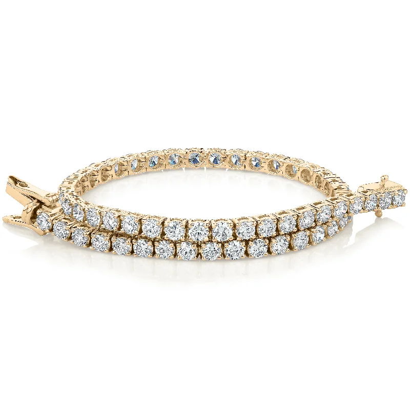 Unique Men’s Bracelet-Premium Lab-Grown Diamond, 5 carat TW round brilliant tennis bracelet in 10 carat yellow gold