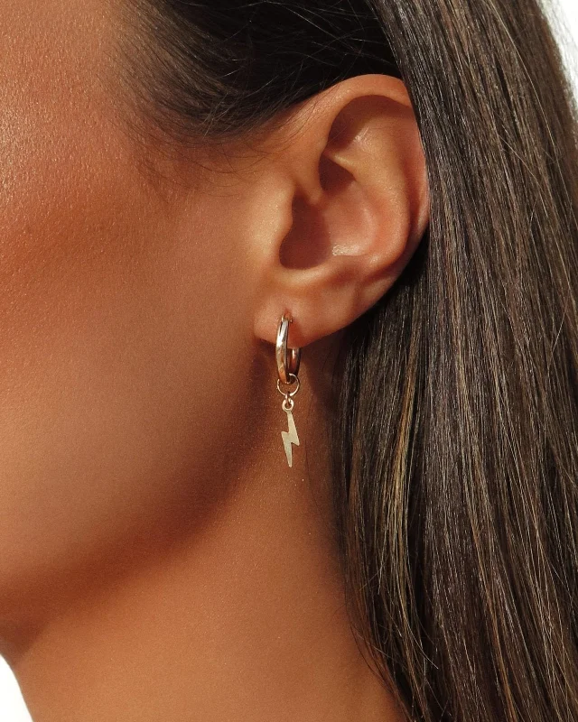 Elegant Stud Earrings-Lightning Bolt Thick Hoop Earrings