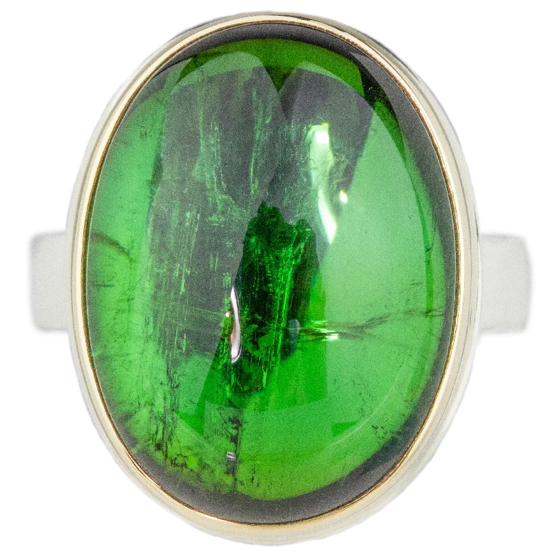 Unique Men's Wedding Ring-Green Tourmaline Ring