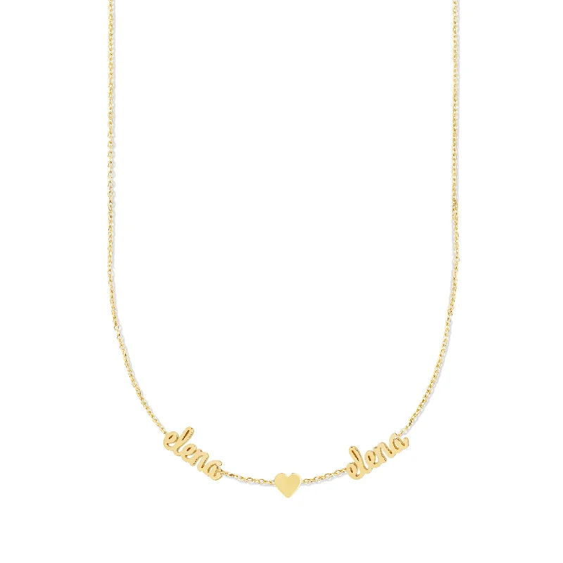 Fine Gold Necklace-2-Name Necklace with Middle Charm