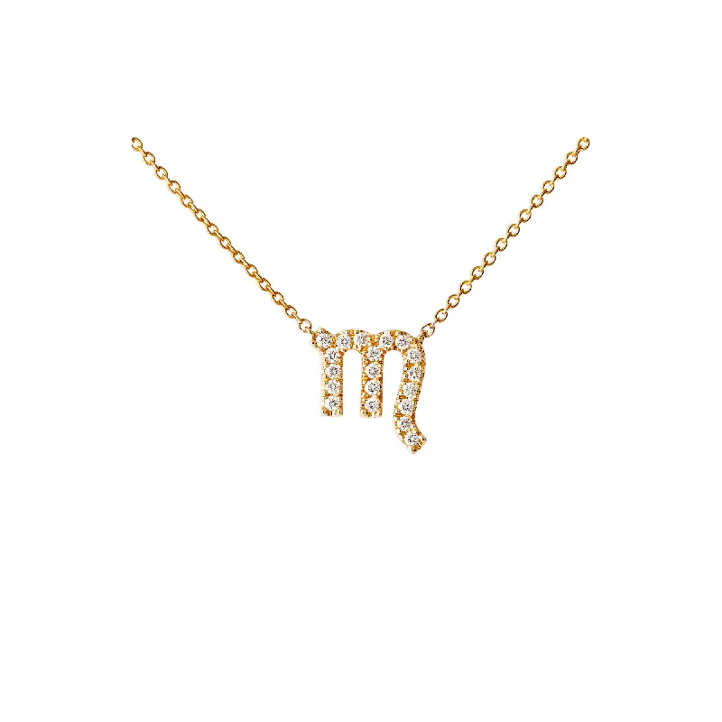 Personalized Gold Necklace-Petit Sign Scorpio 18K Gold Necklace w. Diamonds