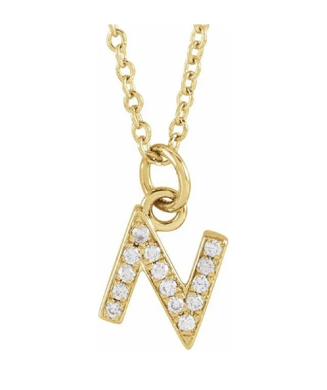 Trendy Wedding Necklace-Diamond Initial Charm Necklace