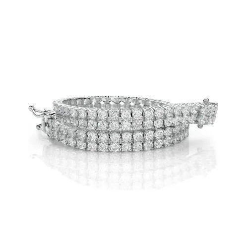 Fashionable Gemstone Bracelet-Round Brilliant tennis bracelet with 13.86 carats* of diamond simulants in 10 carat white gold