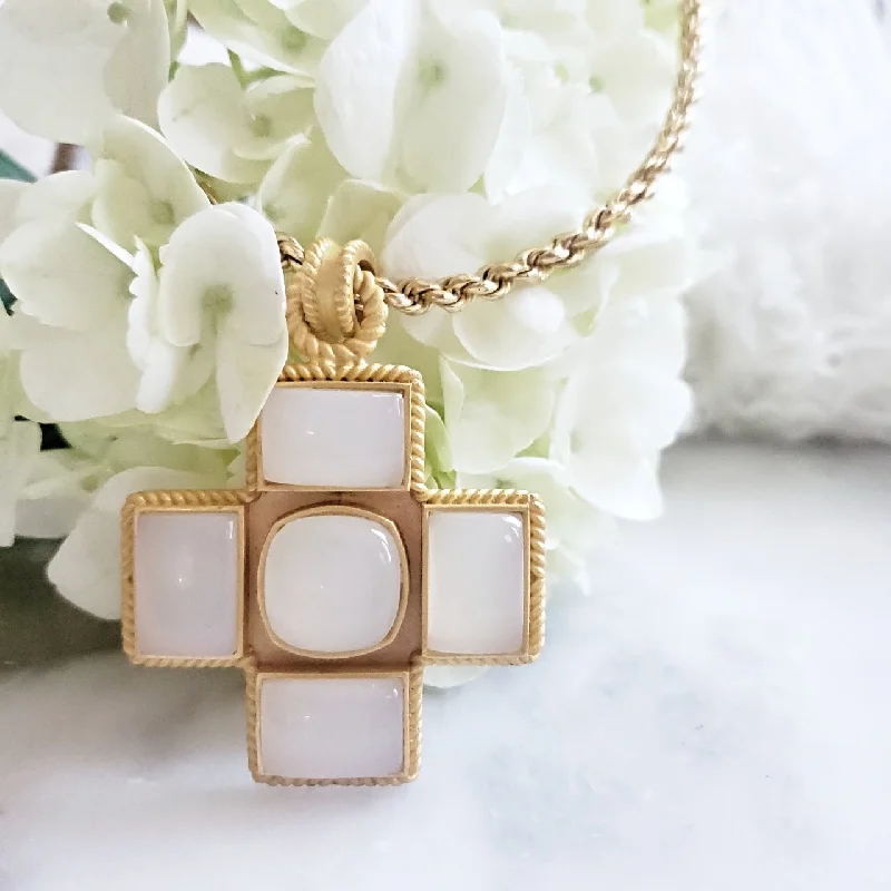 Handcrafted Pendant Necklace-God Heals Necklace (white chalcedony stone)