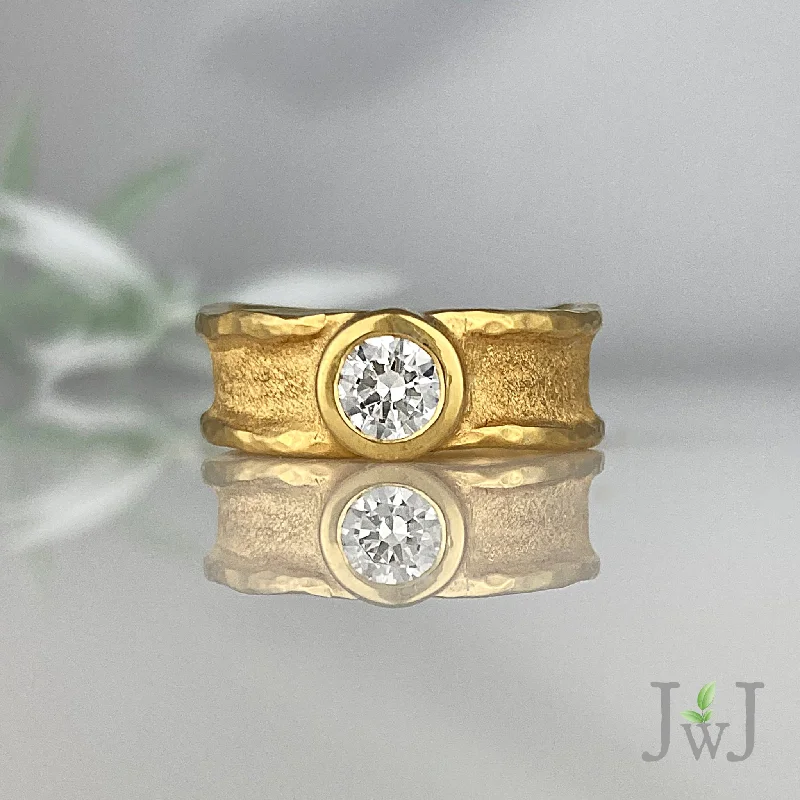 Unique Gold Ring-Zena Engagement Ring - Wide