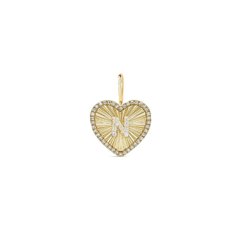 Personalized Jewelry Necklace-Diamond Initial Fluted Heart Charm