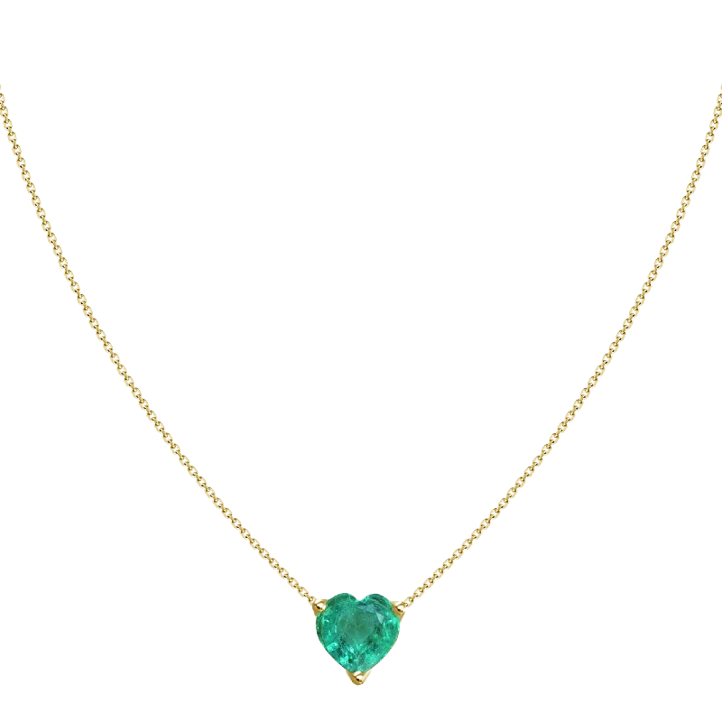 Customizable Crystal Necklace-1.07ct Solitaire Emerald Heart Necklace