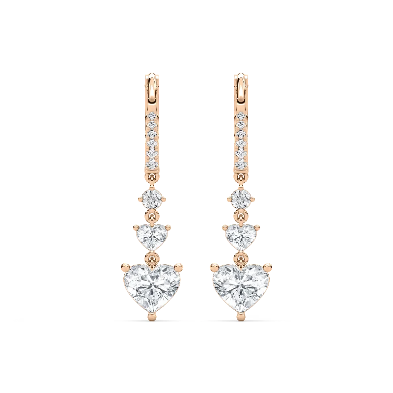 Classic Dangle Earrings-Heart and Round Drop Earrings