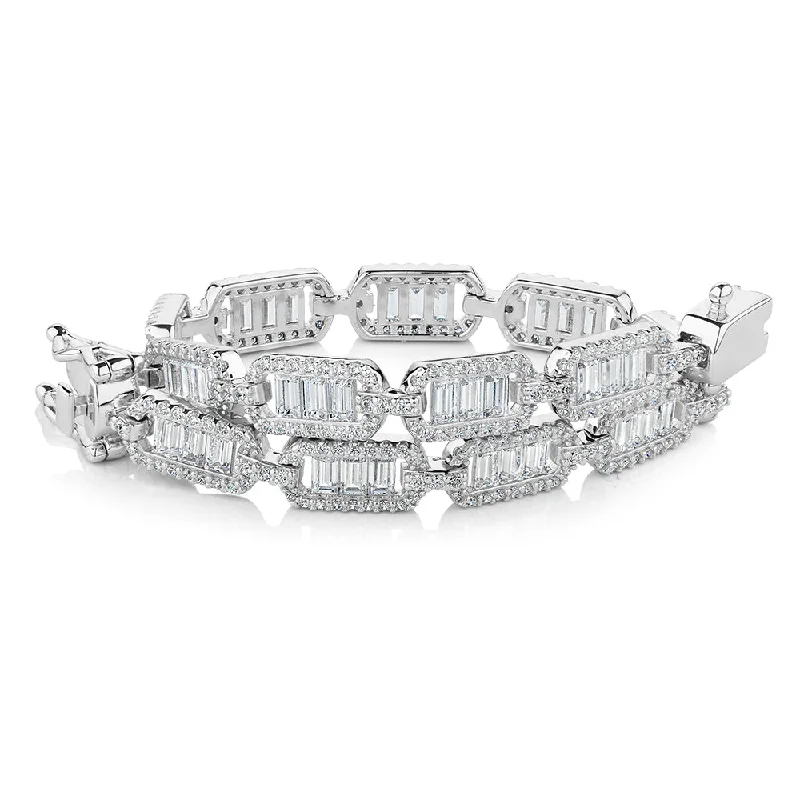 Colorful Charm Bracelet-Statement bracelet with 6.63 carats* of diamond simulants in sterling silver