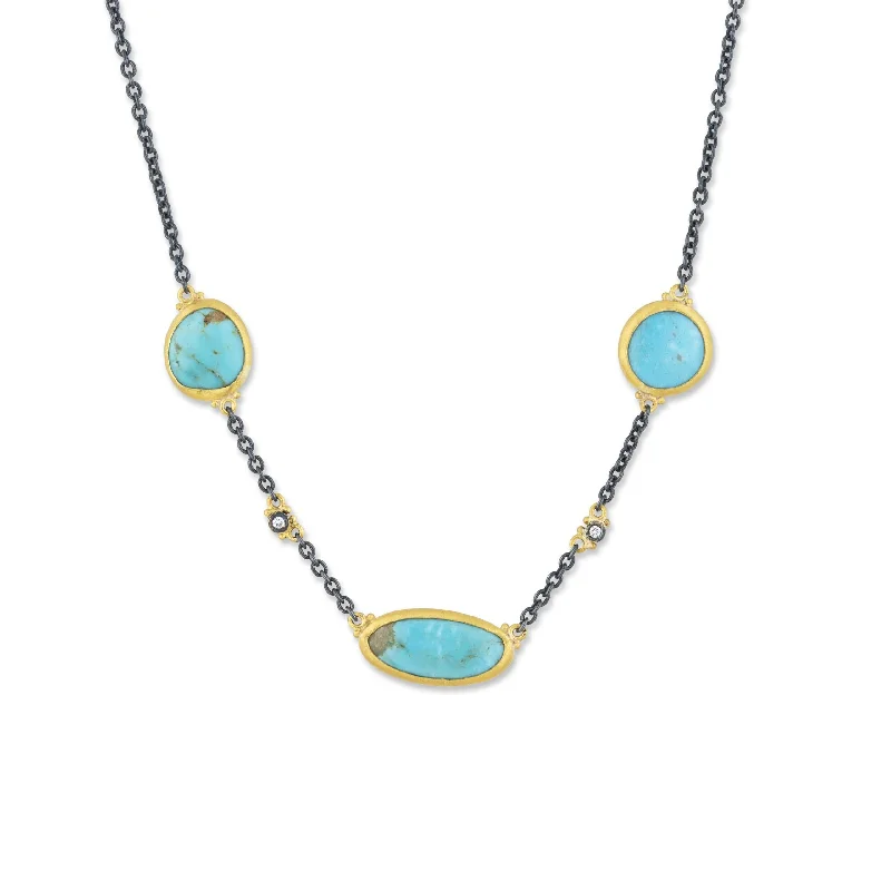 Layered Necklace for Women-Lika Behar Triple Stone KATYA Necklace