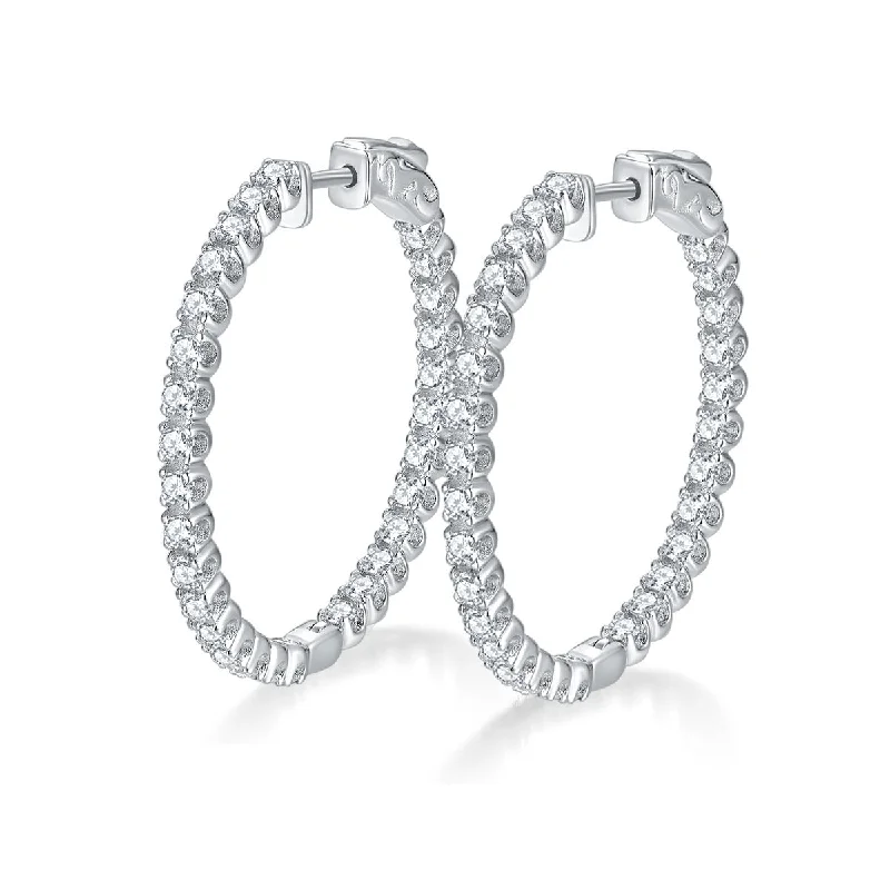 Small Hoop Earrings for Women-1.5 Carat Moissanite Diamond Hoop Earrings | VVS1 D Color | 3 cm Hoops