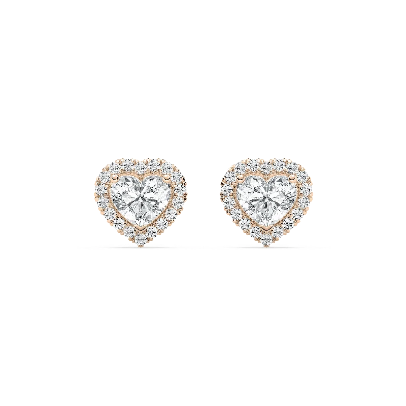 Elegant Jewelry Earrings-Heart Halo Studs