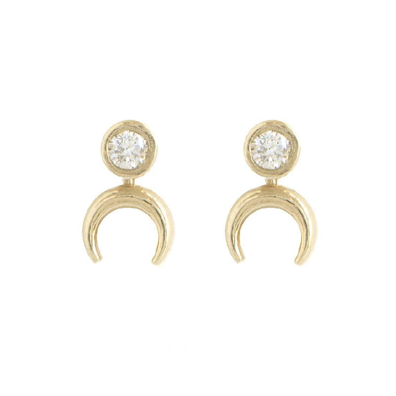 Small Stud Earrings for Women-Diamond Crescent Stud Earrings