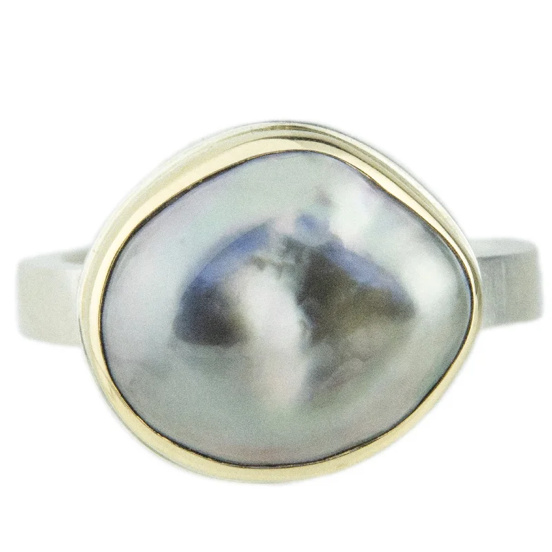 Beautiful Custom Ring-Keshi Tahitian Pearl Ring