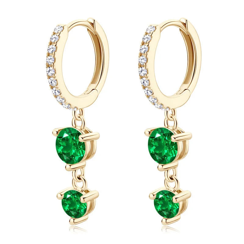 Stunning Crystal Earrings-Emerald Hoop Earrings | S925