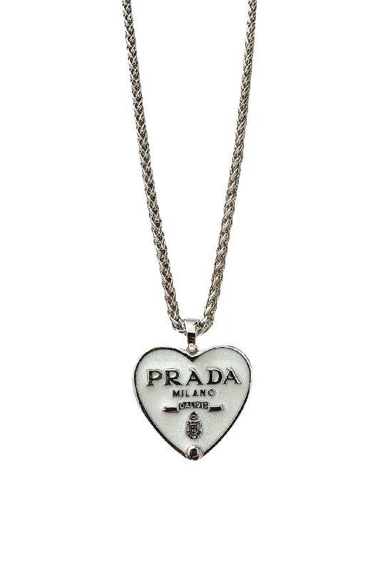 Boho Pendant Necklace-P-RAD White & Silver Heart Necklace