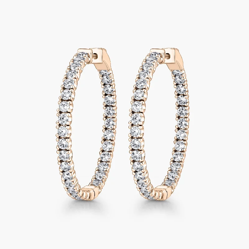 Luxury Wedding Earrings-Lab Grown Diamond Round Inside Out Hoops