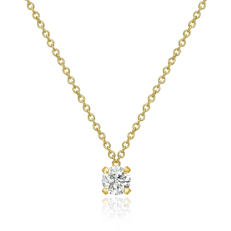 Fine Diamond Necklace-Lumina 18K Gold Necklace w. Diamond 0.50 ct