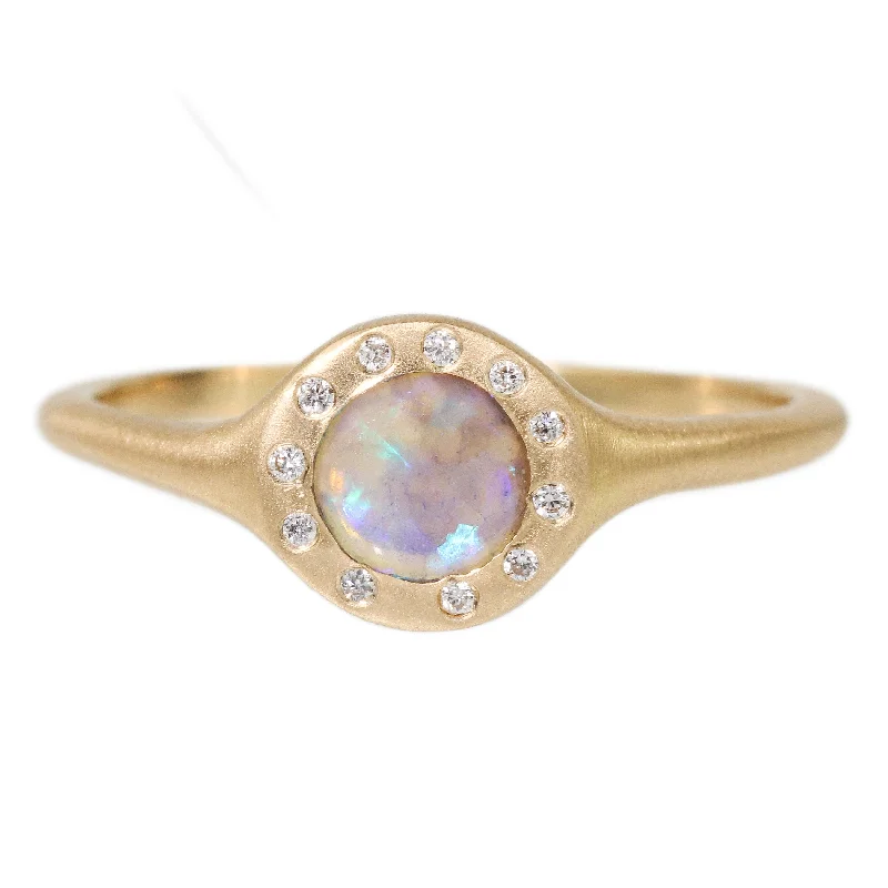 Designer Wedding Ring Set-Opal and Diamond Orbit Ring