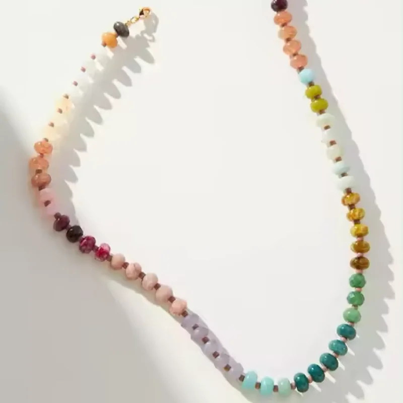 Bridal Necklace for Wedding Day-Rainbow Stone Necklace - Muted Colors