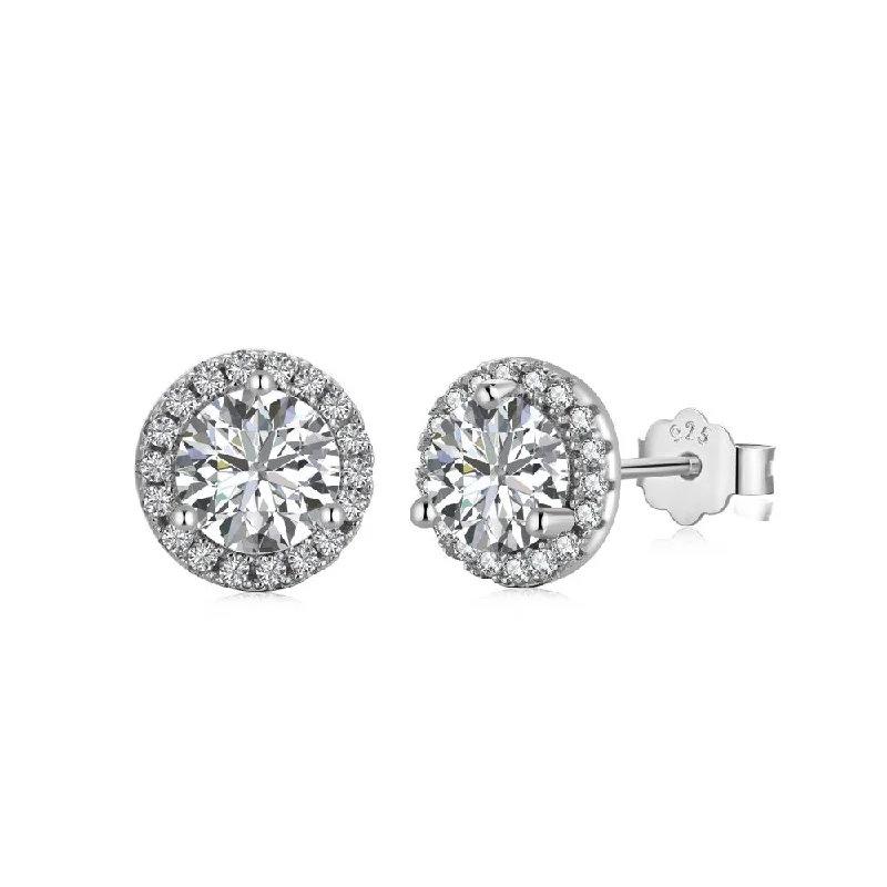 Luxury Drop Earrings-Round Brilliant Halo Diamond Earrings | S925 | CZ