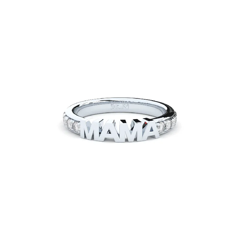 Unique Wedding Ring Set for Men-MAMA LUXURY ETERNITY RING, 3 MM, WHITE