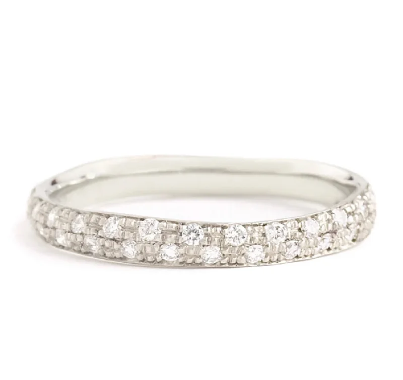 Promise Ring with Diamond-Narrow Pavé Diamond Half Eternity Band