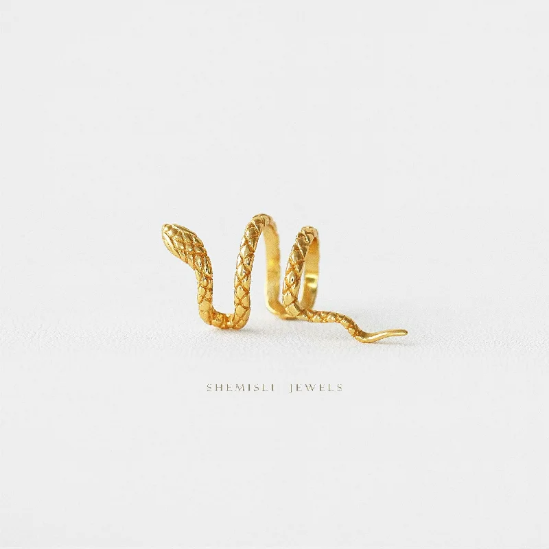 Vintage Gold Earrings-Serpent Cuff, Snake Earrings, Gold, Silver SF046 LR