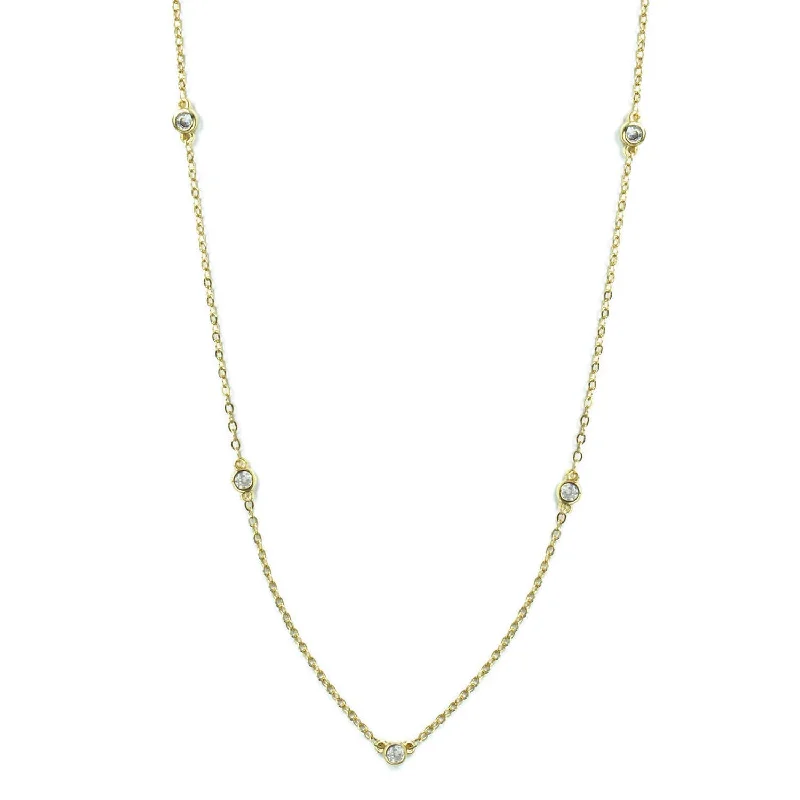 Heart Shaped Necklace-Clear CZ Accented Necklace Gold