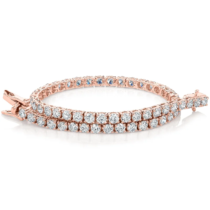 Colorful Beaded Stretch Bracelet-Premium Lab-Grown Diamond, 5 carat TW round brilliant tennis bracelet in 10 carat rose gold