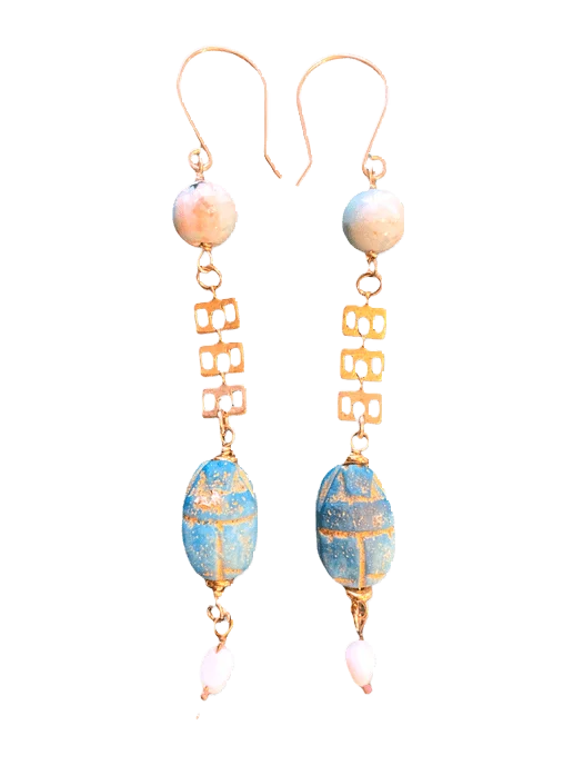 Vintage Dangle Earrings-SCARAB EARRINGS