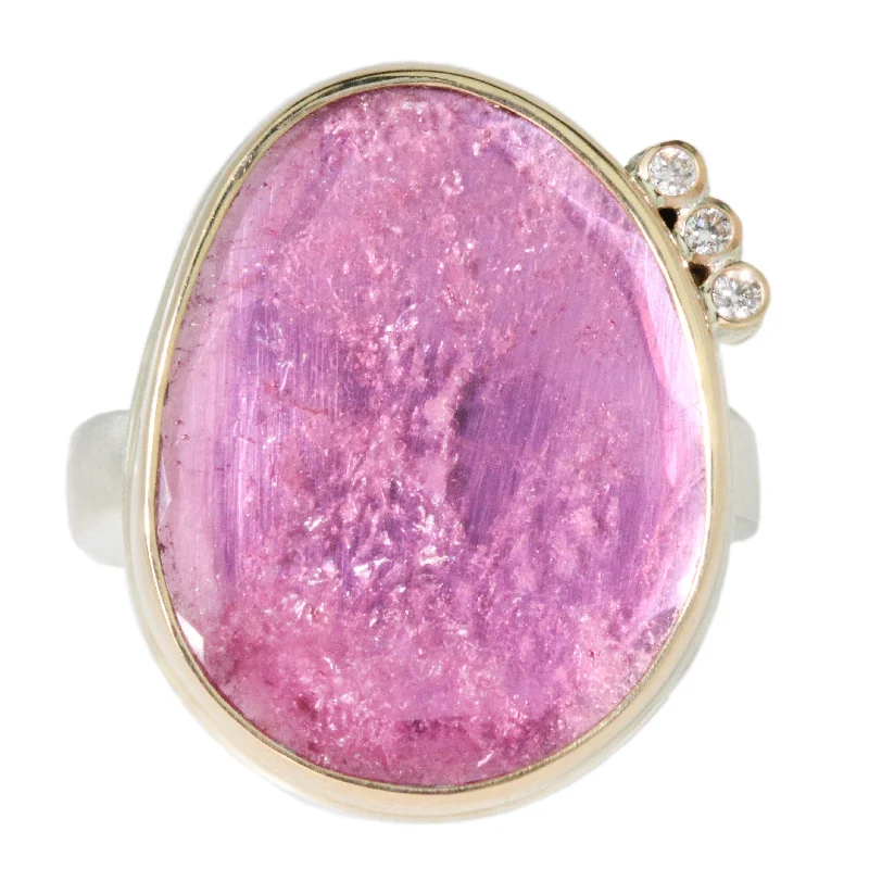 Wedding Ring Set with Diamonds-Pink Tourmaline Ring