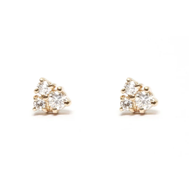 Rose Gold Earrings-Diamond Cluster Stud Earring