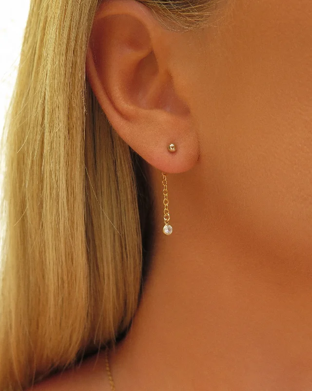 Custom Hoop Earrings-CZ Chain Drop Stud Earring Extensions