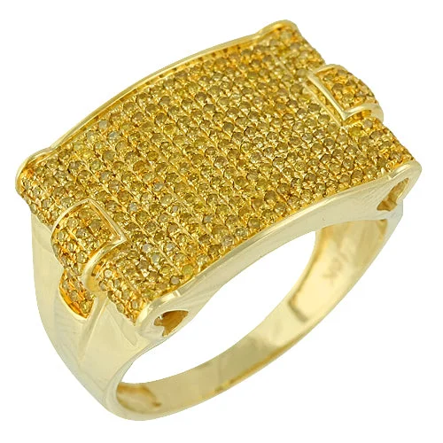 Luxury Gold Ring-10KY 1.00CTW YELLOW DIAMOND MENS RING