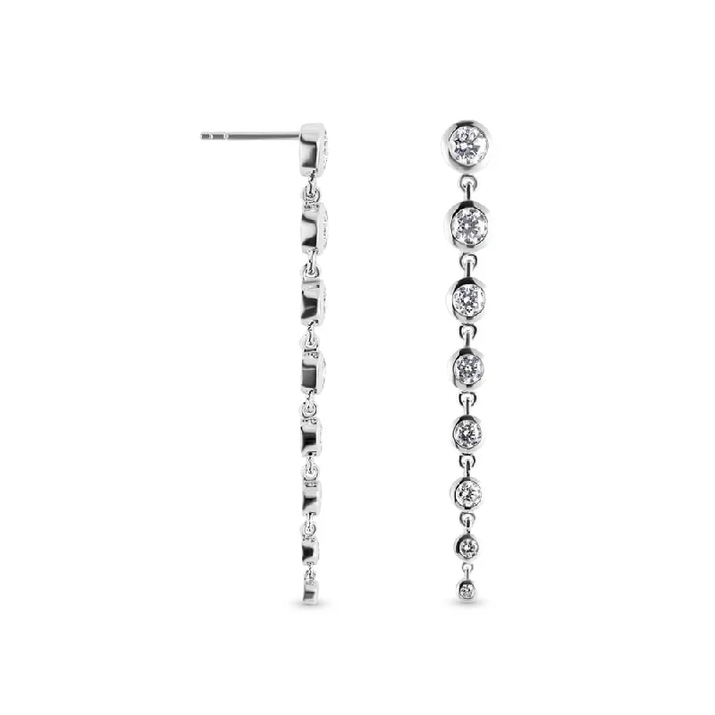 Elegant Bridal Earrings-Graduated Bezel Drop Earrings