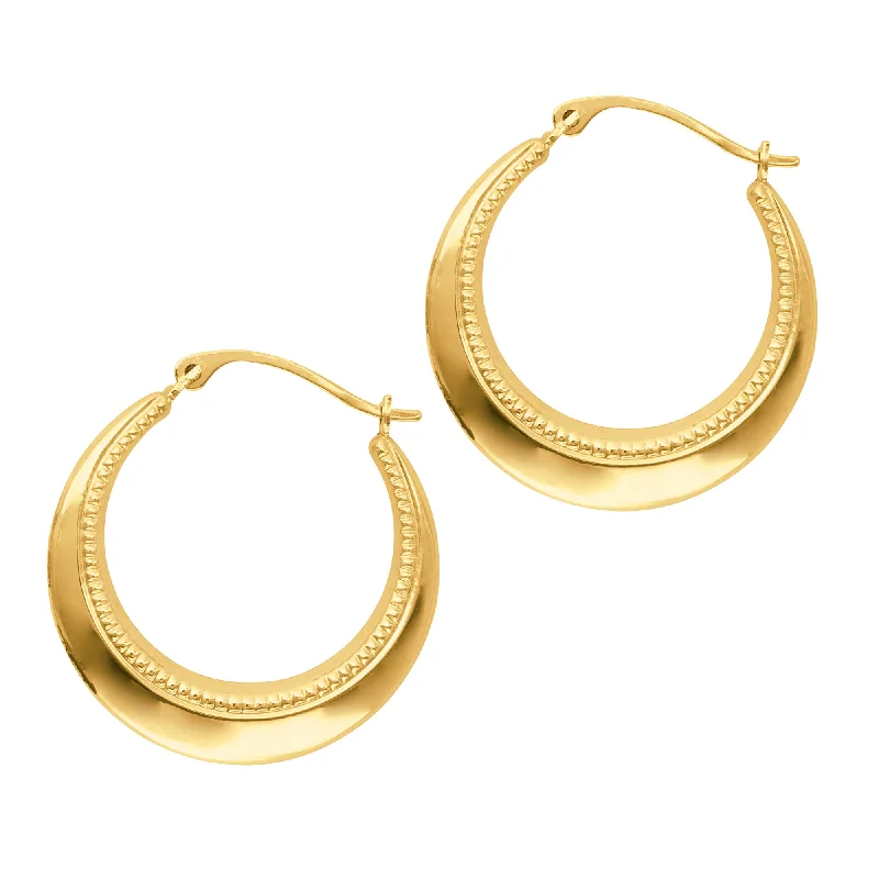 Wedding Earrings with Silver-14K Yellow Gold Round Hoop Earrings, Diameter 20mm