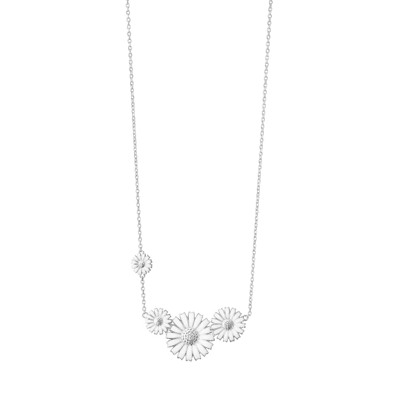 Bohemian Style Necklace-Daisy Four Flower Silver Necklace