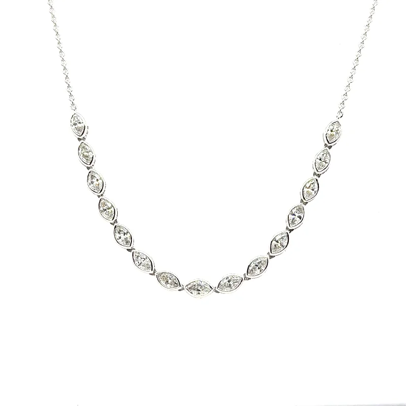 Custom Bridal Necklace-Bezel Set Marquis Diamond Neckalce