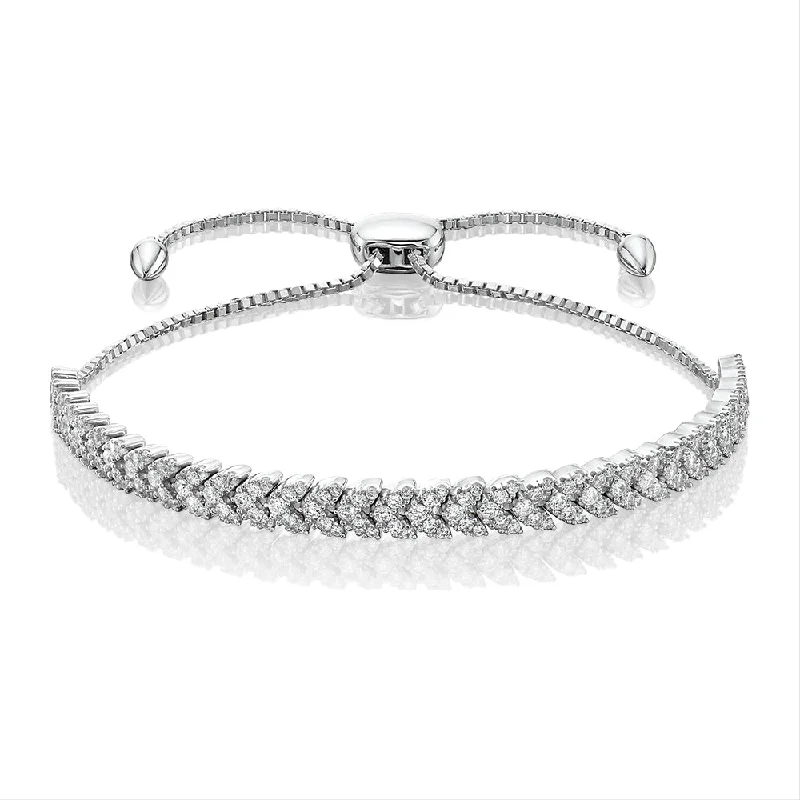 Classic Tennis Bracelet for Weddings-Slider bracelet with 1.44 carats* of diamond simulants in sterling silver