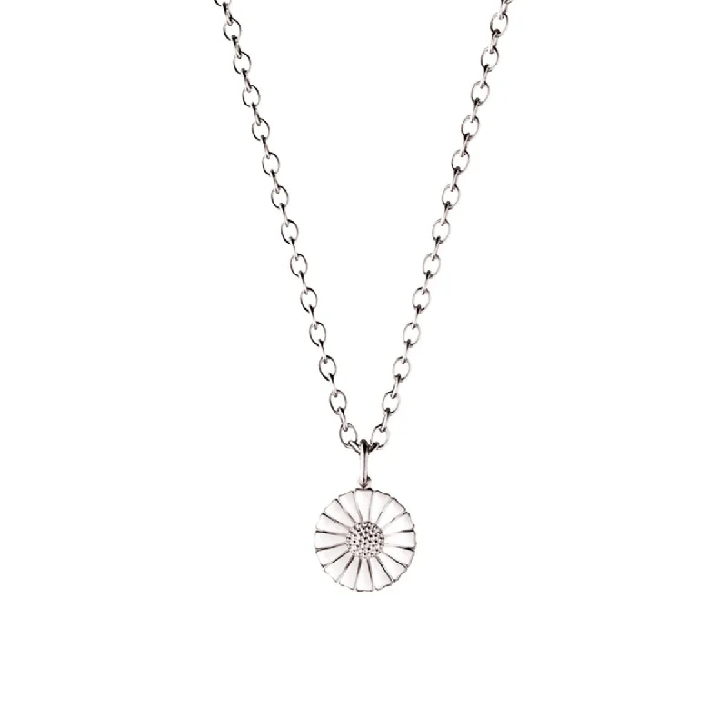 Elegant Drop Necklace-Daisy 11 mm. Silver Necklace