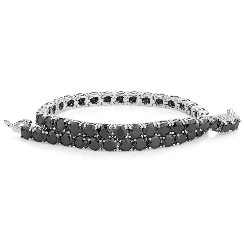 Elegant Diamond Bracelet for Weddings-Round Brilliant tennis bracelet with 12 carats* of diamond simulants in sterling silver