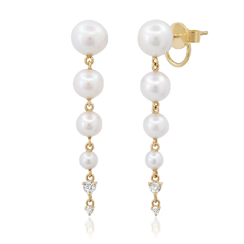 Unique Gold Earrings-Pearl Drop Earrings