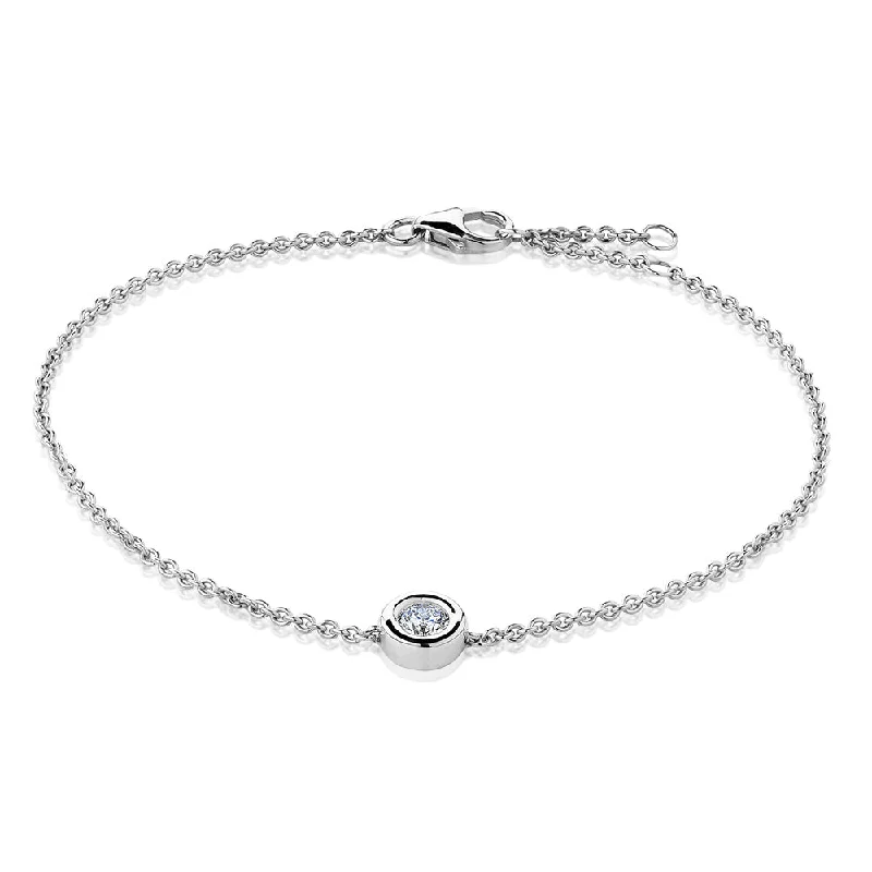 Women’s Wedding Bracelet with Diamonds-Premium Lab-Grown Diamond, 0.25 carat round brilliant solitaire bracelet in 10 carat white gold